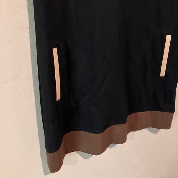 G.W. Black Brown Tan Empire Midi Dress Fully Lined Women's Size M - Picture 3 of 13